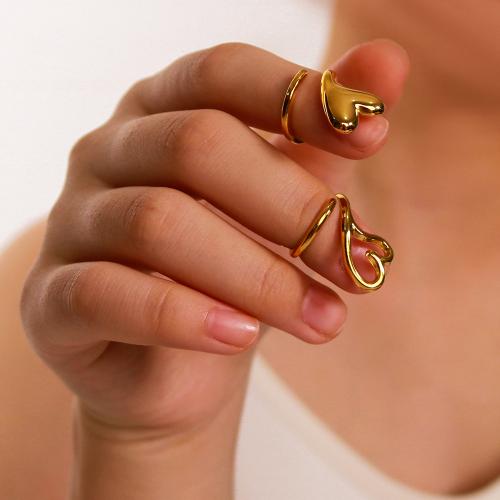 Midden vinger Ring, 304 roestvrij staal, Hart, gold plated, verschillende stijlen voor de keuze & voor vrouw, meer kleuren voor de keuze, Verkocht door PC