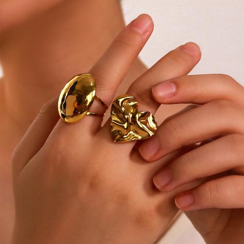 Stainless Steel Finger Ring 304 Stainless Steel gold color plated & for woman Sold By PC