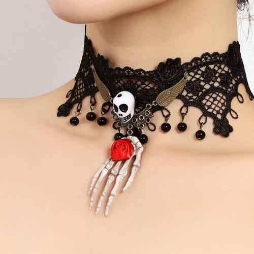 collana di Halloween, lega in zinco, with pizzo & vestito & resina, placcato, Design di Halloween & stili diversi per la scelta & per la donna, nessuno, assenza di nichel,piombo&cadmio, Venduto da PC