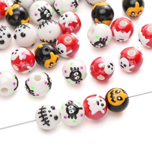 Fashion Glass Beads Round Halloween Design & DIY nickel lead & cadmium free 12mm Sold By PC