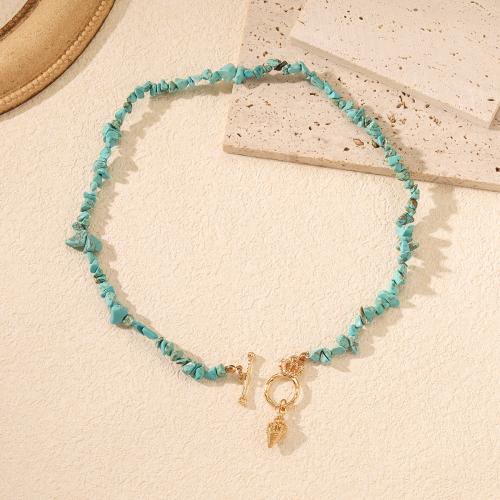 Zinc Alloy Jewelry Necklace with Gemstone Chips gold color plated & for woman nickel lead & cadmium free Length 45 cm Sold By PC