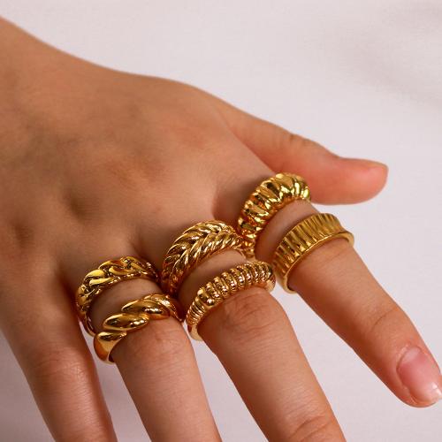 Stainless Steel Finger Ring 304 Stainless Steel gold color plated & for woman Sold By PC