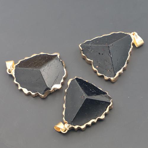 Sinc Alloy Pendants, le Schorl, dath an óir plated, DIY, dubh, nicil, luaidhe & caidmiam saor in aisce, Aboutuff1a35-25x30-25u00d715-10MM, Díolta De réir Péire