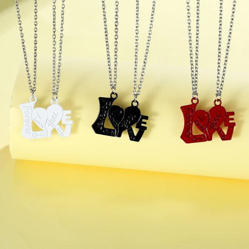 Couple Necklace Zinc Alloy Alphabet Letter plated for couple & enamel nickel lead & cadmium free Length 45 cm Sold By PC