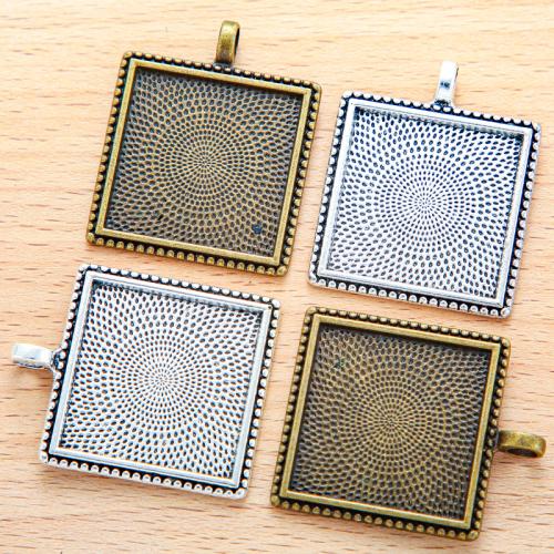 Zinc Alloy vedhæng Cabochon Setting, Square, forgyldt, du kan DIY, flere farver til valg, 38x31mm, 100pc'er/Bag, Solgt af Bag