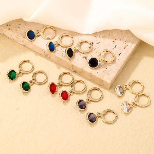 Messing oorhangers, gold plated, mode sieraden & met strass, meer kleuren voor de keuze, nikkel, lood en cadmium vrij, 9x26mm, Verkocht door pair