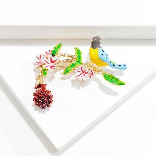 Zinc Alloy Brooches Bird plated fashion jewelry & enamel nickel lead & cadmium free Sold By PC