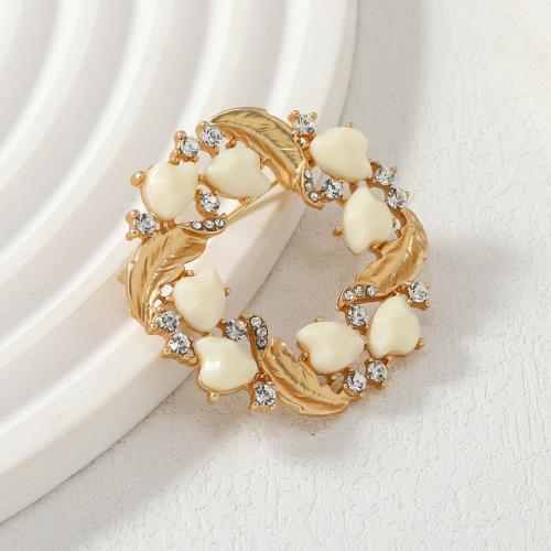 Zinc Alloy Brooches plated fashion jewelry & enamel & with rhinestone golden nickel lead & cadmium free Sold By PC