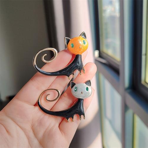 Zinc Alloy Brooches Cat plated fashion jewelry & enamel nickel lead & cadmium free Sold By PC