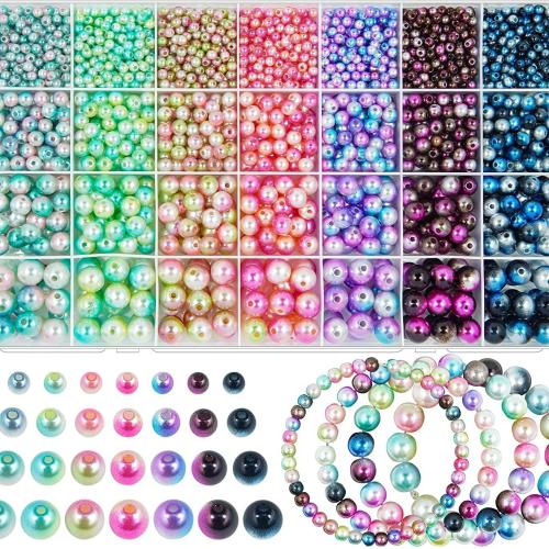 ABS plast perler, malede, gradient farve & du kan DIY, blandede farver, Solgt af Box