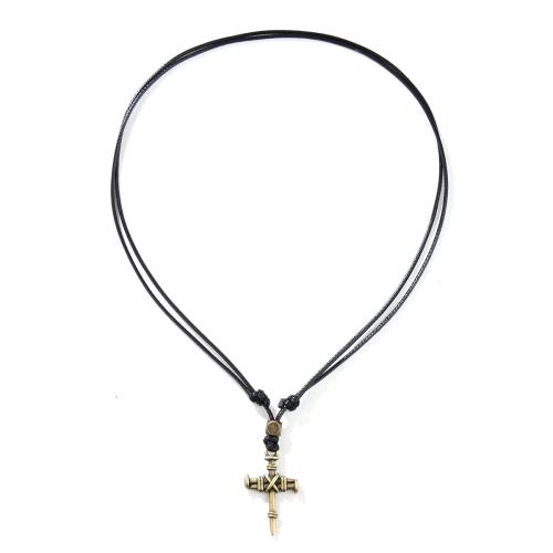 Collier Cordon, alliage de zinc, avec Cordon PU, bijoux de mode & unisexe, Longueur 42-84 cm, Vendu par PC