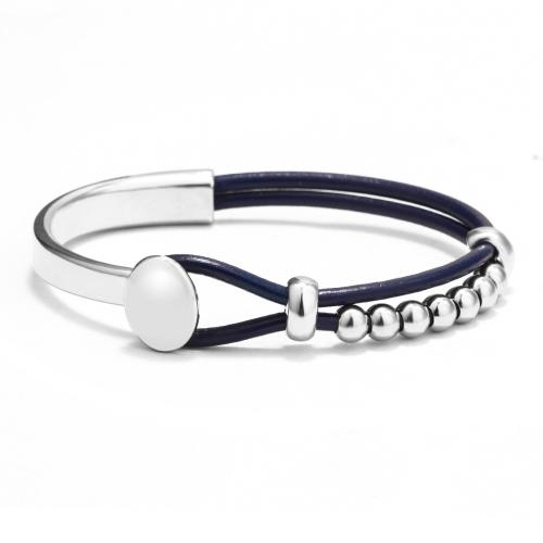 PU Leather Cord Bracelets Zinc Alloy with PU Leather Cord plated Double Layer & fashion jewelry & Unisex cm Sold By PC