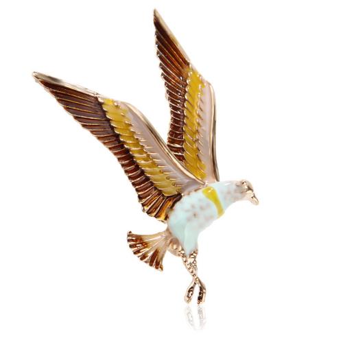 Zinc Alloy Brocher, Eagle, forgyldt, for kvinde & emalje, flere farver til valg, Solgt af PC