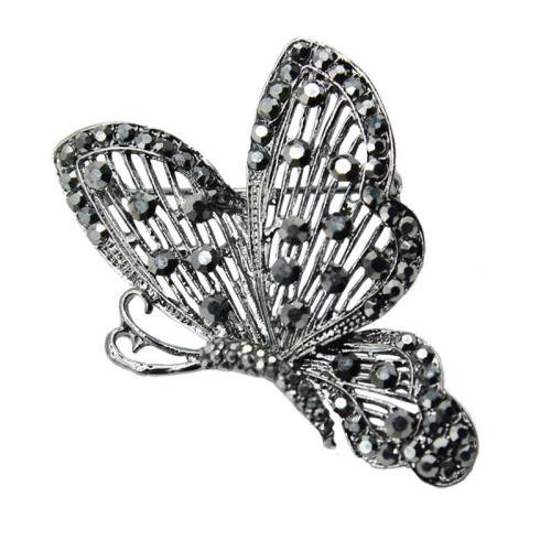 Zinc Alloy Brooches plated & for woman & with rhinestone plumbum black Sold By PC