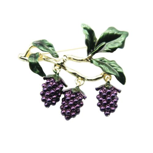 Zinc Alloy Brocher, Grape, forgyldt, for kvinde & emalje, lilla, Solgt af PC