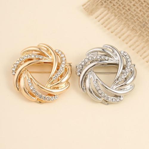 Zinc Alloy Brocher, forgyldt, for kvinde & med rhinestone, flere farver til valg, 35mm, Solgt af PC