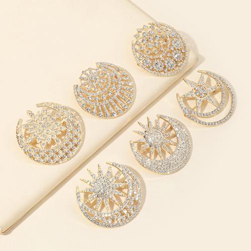 Zinc Alloy Brocher, forgyldt, forskellige stilarter for valg & for kvinde & med rhinestone, gylden, Solgt af PC