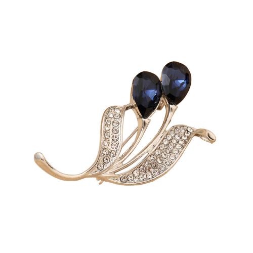 Zinc Alloy Brooches with Crystal Tulip plated for woman & with rhinestone Sold By PC