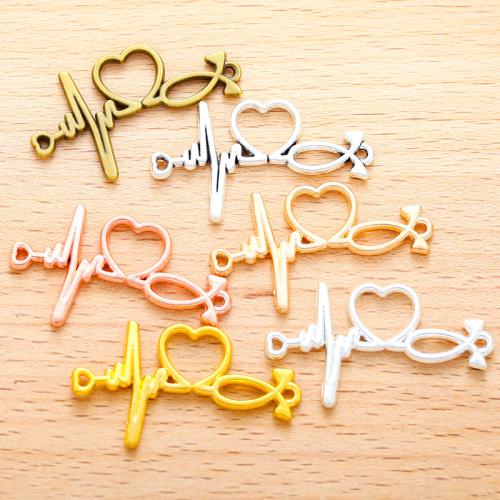 Zinklegering Hangers, Zinc Alloy, Elektrocardiografisch, plated, DIY, meer kleuren voor de keuze, 34x20mm, 100PC/Bag, Verkocht door Bag