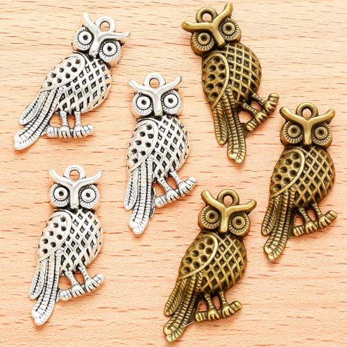 Zinc Alloy Animal Pendler, Owl, forgyldt, du kan DIY, flere farver til valg, 33x16mm, 100PC/Bag, Solgt af Bag