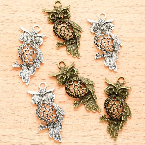 Zinc Alloy Animal Pendler, Owl, forgyldt, du kan DIY & hule, flere farver til valg, 45x22mm, 100PC/Bag, Solgt af Bag