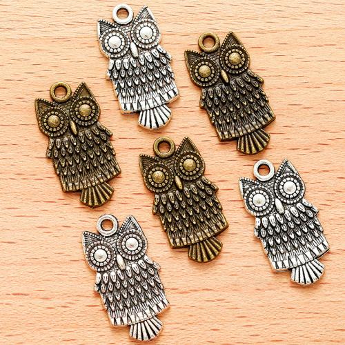 Zinc Alloy Animal Pendler, Owl, forgyldt, du kan DIY, flere farver til valg, 24x13mm, 100PC/Bag, Solgt af Bag