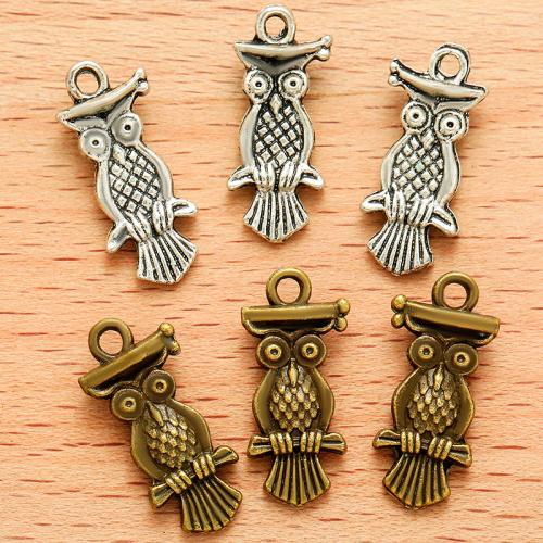 Zinc Alloy Animal Pendler, Owl, forgyldt, du kan DIY, flere farver til valg, 21x9mm, 100PC/Bag, Solgt af Bag