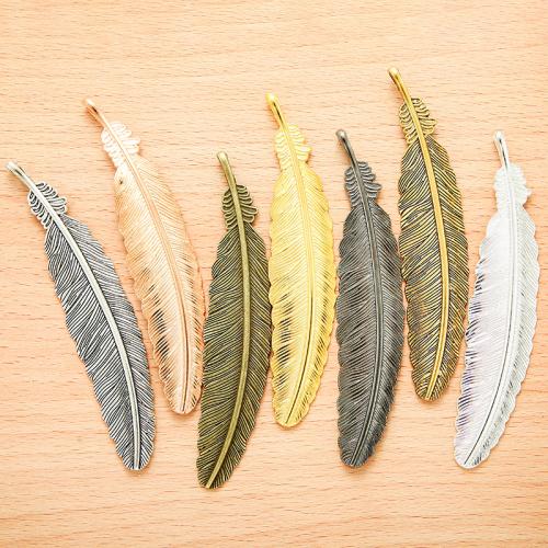 Zink legering Feather Pendler, Zinc Alloy, forgyldt, du kan DIY, flere farver til valg, 100PC/Bag, Solgt af Bag