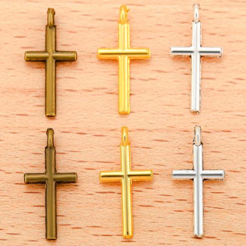 Pendants since Alloy Croise, Sinc Alloy, Cross, plátáilte, DIY, dathanna níos mó le haghaidh rogha, 17x8mm, 100PC/Mála, Díolta De réir Mála