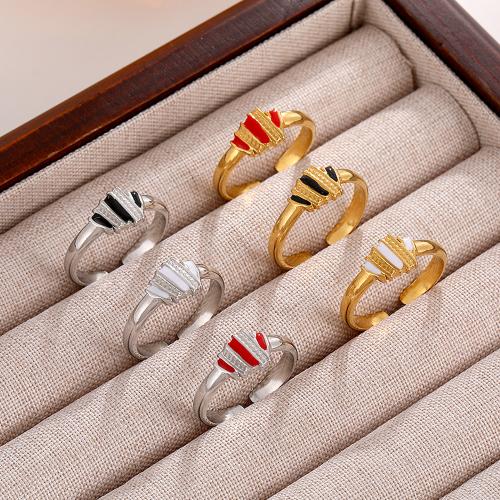 Enamel Stainless Steel Finger Ring 304 Stainless Steel fashion jewelry & for woman inside diameter 17mm Sold By PC