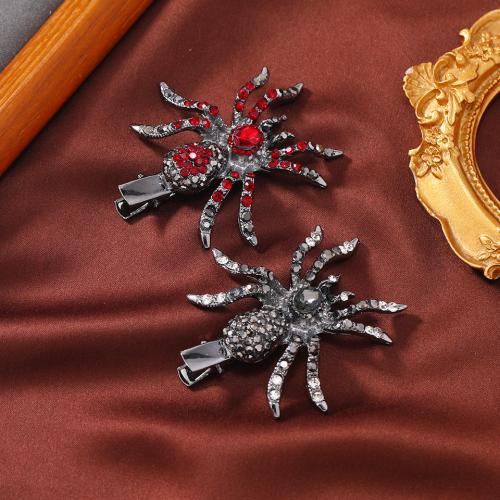 Zinc Alloy Alligator Hair Clip Spider Halloween Jewelry Gift & for woman & with rhinestone Sold By PC