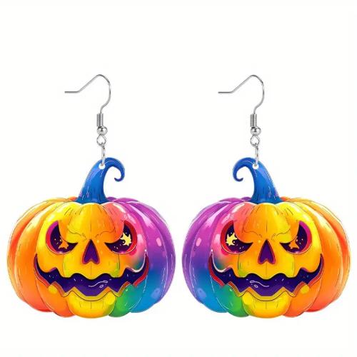 New Hot Halloween Jewelry and Decor Acrylic with 304 Stainless Steel Pumpkin Halloween Jewelry Gift & for woman Sold By Pair