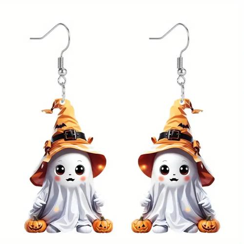 Nové Hot Halloween šperky a dekorace, Akryl, s 304 Stainless Steel, duch, Halloween Šperky dárek & pro ženy, 30x28mm, Prodáno By Pair