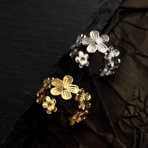 Stainless Steel Finger Ring 304 Stainless Steel Flower fashion jewelry & Unisex Sold By PC