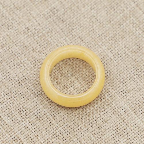 Gemstone Finger Ring, jade amarela, Rosca, unissex & tamanho diferente para a escolha, amarelo, 6mm, vendido por PC