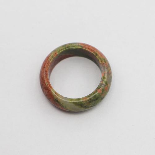 Gemstone fingerring, Unakite, Donut, Unisex & forskellig størrelse for valg, grøn, 6mm, Solgt af PC