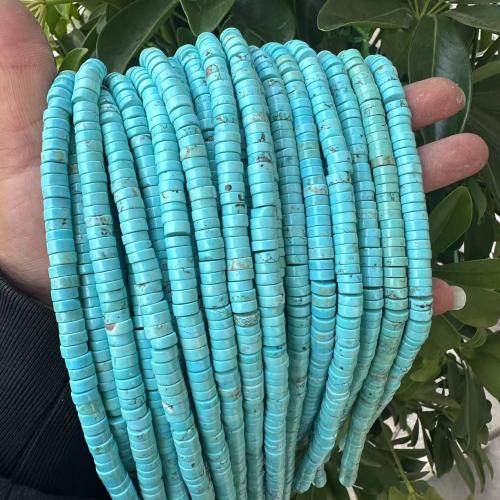 Perles turquoises, turquoise naturelle, Plat rond, poli, DIY & normes différentes pour le choix, bleu turquoise, Vendu par Environ 38 cm brin