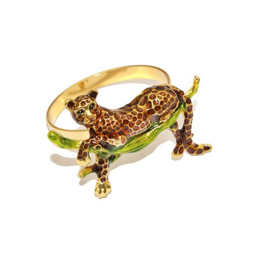 Zinc Alloy Napkin Ring Leopard gold color plated for home and office & enamel nickel lead & cadmium free Sold By PC