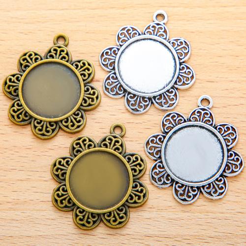 Zinc Alloy vedhæng Cabochon Setting, Flower, forgyldt, du kan DIY, flere farver til valg, 39x35mm, 100pc'er/Bag, Solgt af Bag