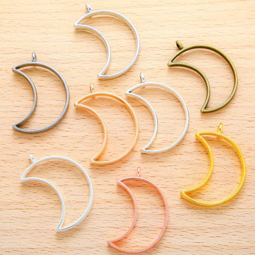 Zinc Alloy Moon Pendler, forgyldt, du kan DIY, flere farver til valg, 38x25mm, 100pc'er/Bag, Solgt af Bag