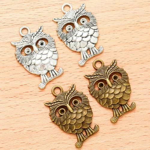 Zinc Alloy Animal Pendler, Owl, forgyldt, du kan DIY, flere farver til valg, 33x23mm, 100pc'er/Bag, Solgt af Bag