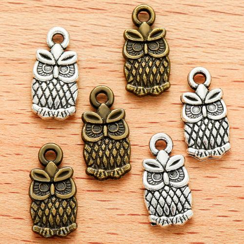 Zinc Alloy Animal Pendler, Owl, forgyldt, du kan DIY, flere farver til valg, 15x7mm, 100pc'er/Bag, Solgt af Bag