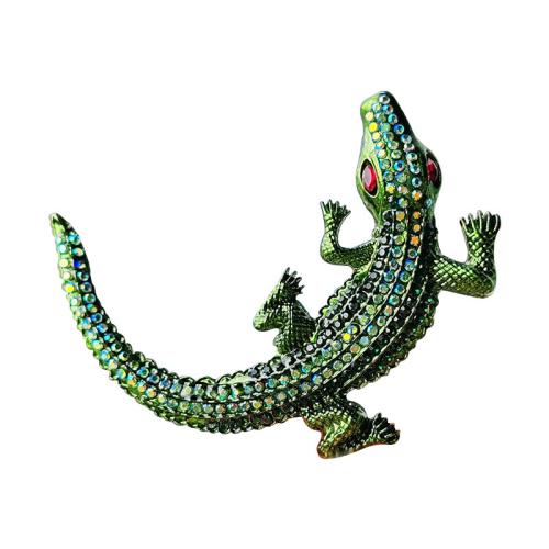 Zinc Alloy Brooches Crocodile plated fashion jewelry & with rhinestone nickel lead & cadmium free Sold By PC