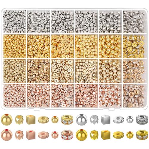 Copper Coated Plastic Beads plated DIY & with rhinestone mixed colors Sold By Box