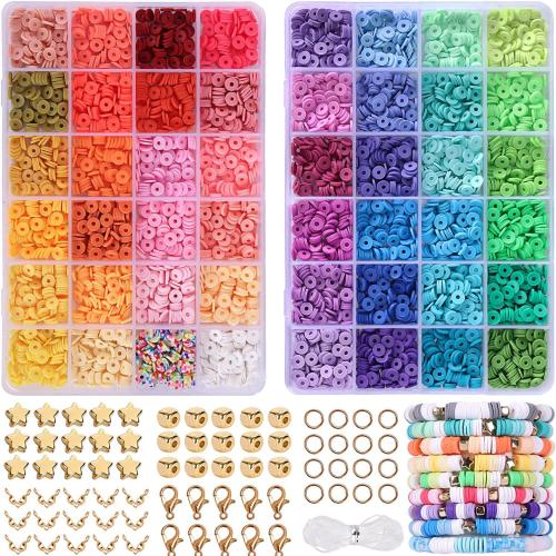 Polymer Clay DIY Jewelry Set with Copper Coated Plastic plated mixed colors Sold By Set