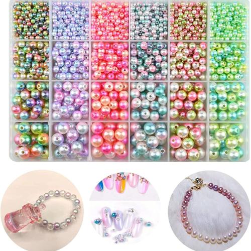 Perles en plastique ABS, vernis au four, DIY & 24 cellules, plus de couleurs à choisir, Vendu par boîte