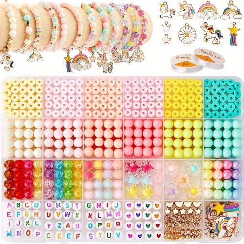 Children DIY String Beads Set Polymer Clay plated mixed colors Sold By Box