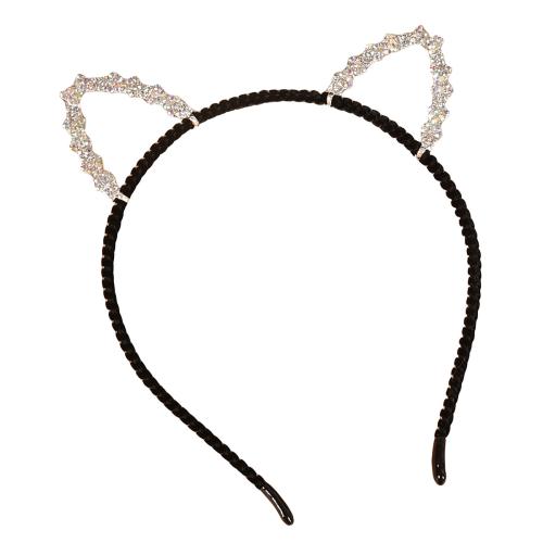 Zinc Alloy Hair Band with Cloth plated & for woman & with rhinestone black Product 17*12 circumference 37cm Sold By PC