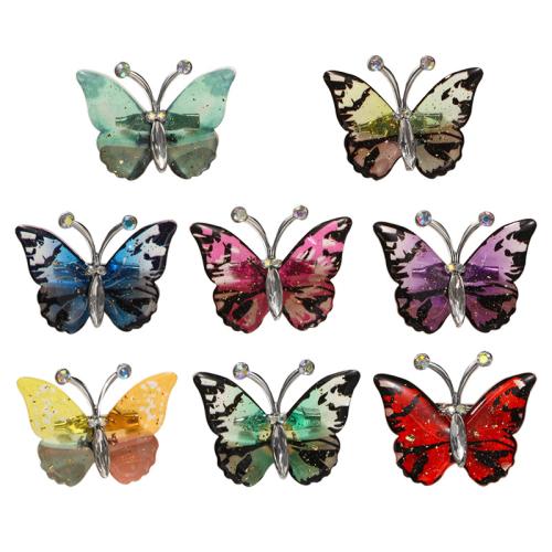 Zinc Alloy Brooches with Resin Butterfly plated for woman & with rhinestone Sold By PC