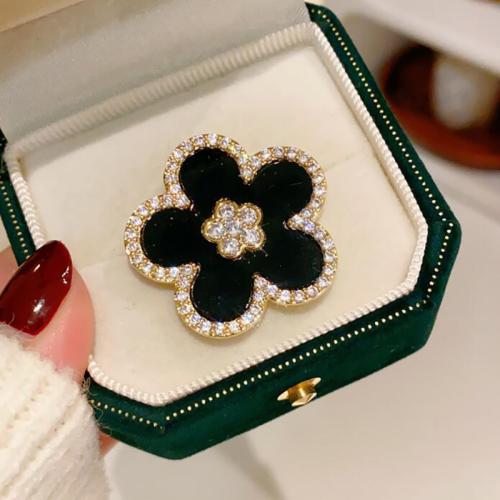 Zinc Alloy Brocher, forgyldt, for kvinde & med rhinestone, flere farver til valg, 30x30mm, Solgt af PC